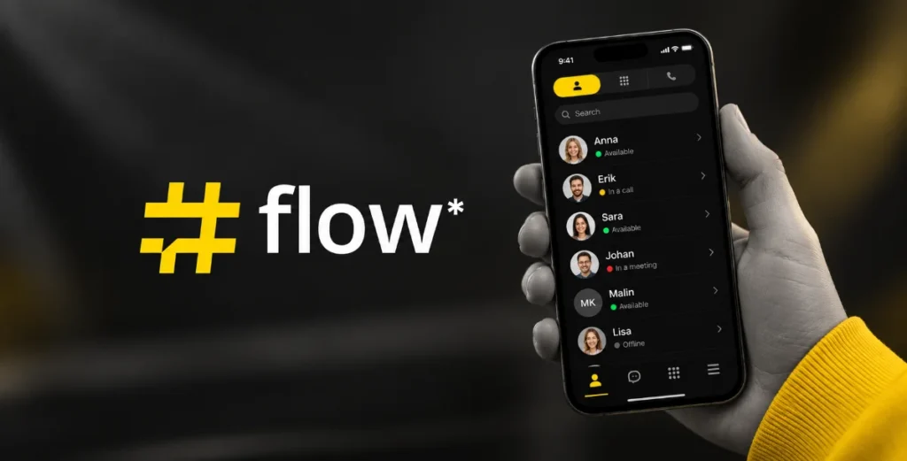 Flow – mobil växel för företag från StjärnaFyrkant, i mobilen